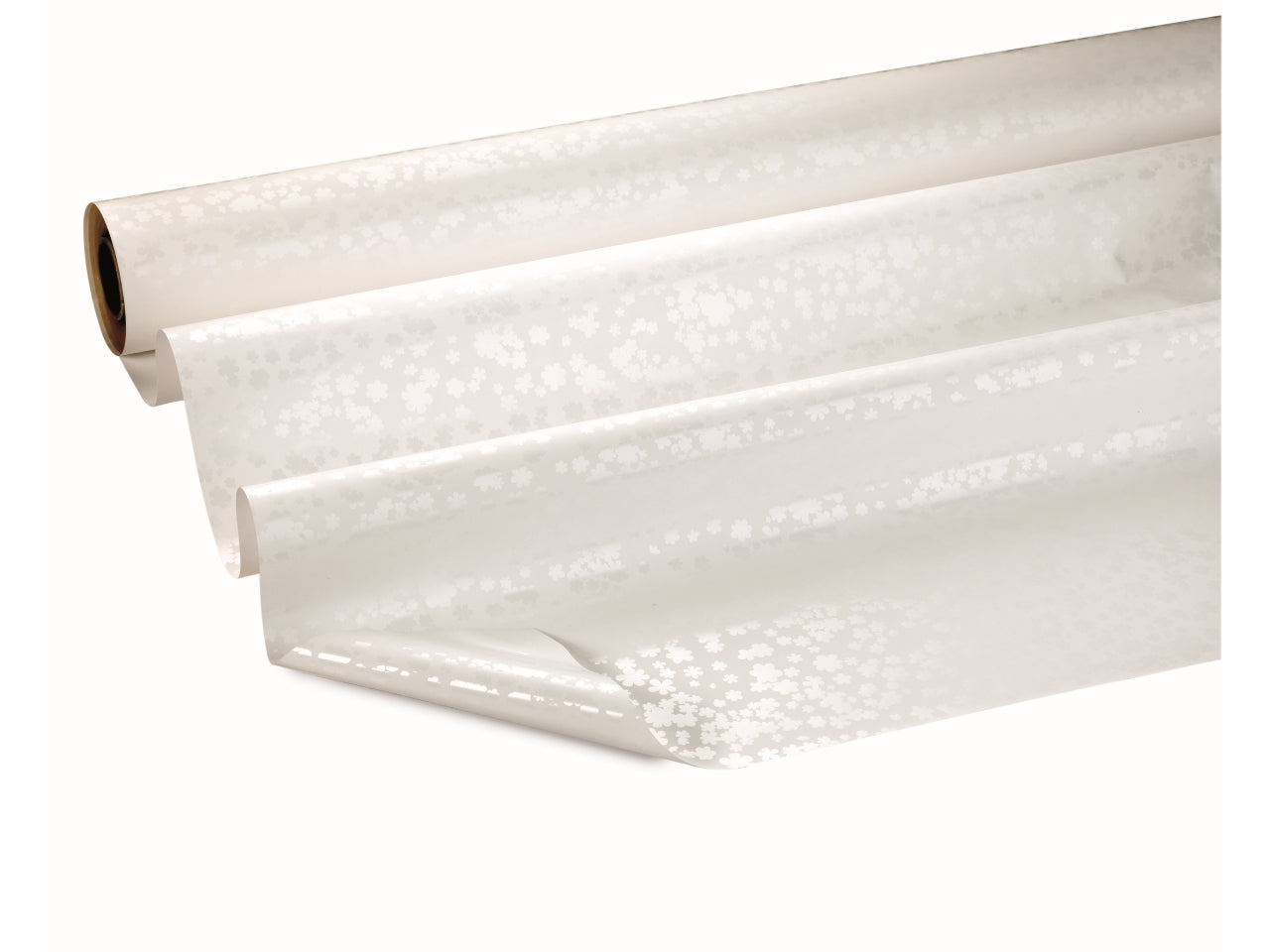 Rotolo carta regalo floreale bianco perla in polipropilene 1,00x25 m, Millefiori Pearly - Piennepi