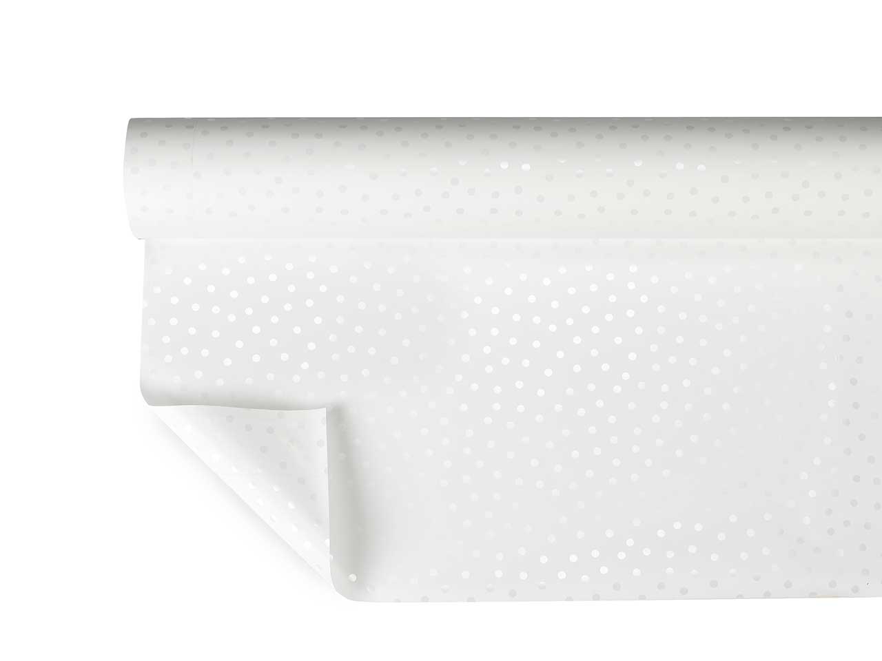 Bobina perlata con stampa new  point pearly bianco su 2 lati 40my 1,00x25mt