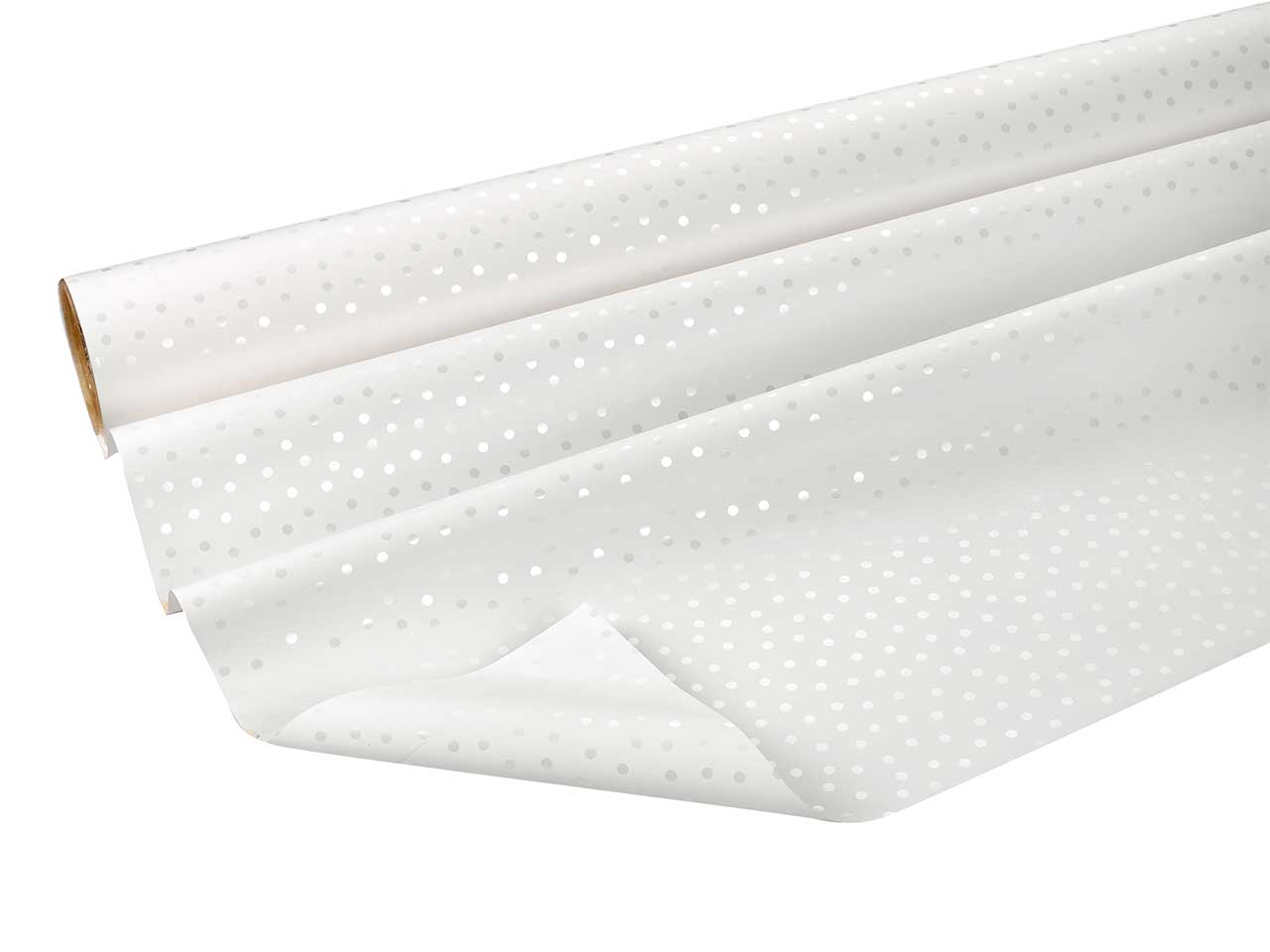 Bobina perlata con stampa new  point pearly bianco su 2 lati 40my 1,00x25mt
