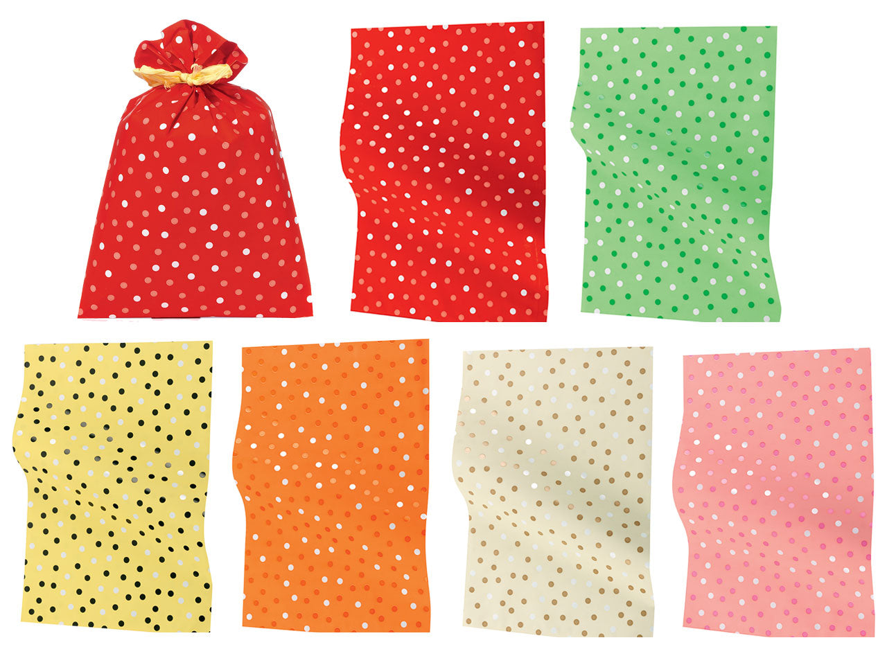 Buste Regalo a Pois 20x35 cm Piennepi, 100 Pezzi in Polipropilene - Confezione Assortita in diversi colori Colori, Made in Italy