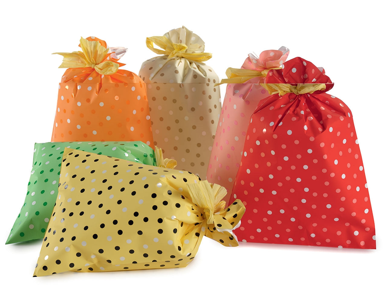 Buste Regalo a Pois 40x65 cm Piennepi, 50 Pezzi in Polipropilene - Confezione Assortita in diversi colori Colori, Made in Italy