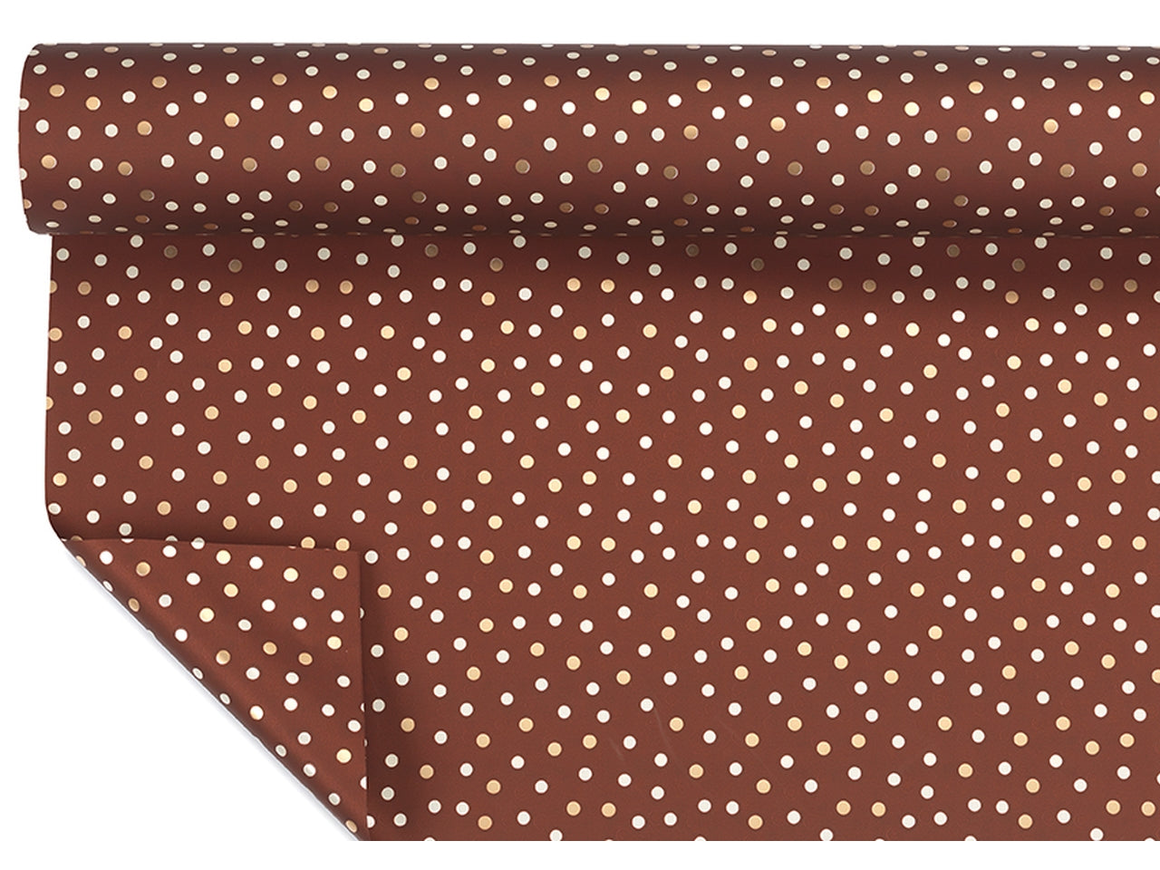 Bobine perlate 40my decorazione winter new point fondo marrone misura 1,00x25mt