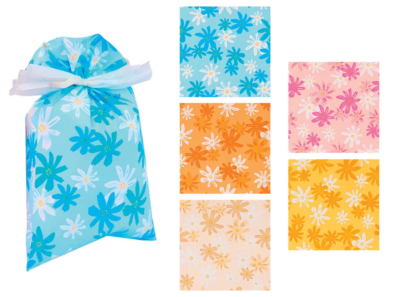 Buste Regalo a fiori 20x32 cm Piennepi, 100 Pezzi in Polipropilene - Confezione Assortita in diversi colori Colori, Made in Italy