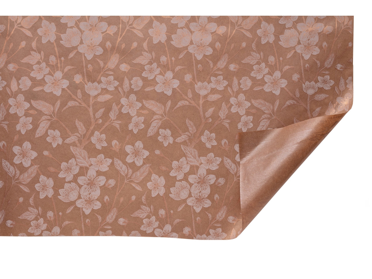 Rotolo carta da regalo floreale bronzo waterproof 0,80x25m - Piennepi