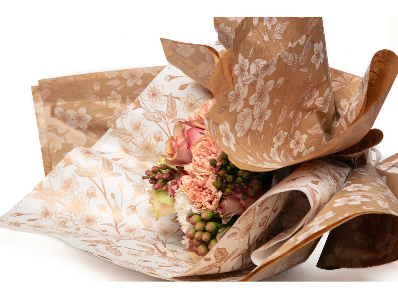 Rotolo carta da regalo floreale bronzo waterproof 0,80x25m - Piennepi