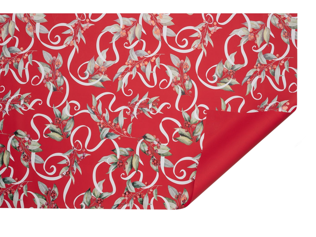 Rotolo carta da regalo floreale rosso in polipropilene 40my, 1x25m - Piennepi
