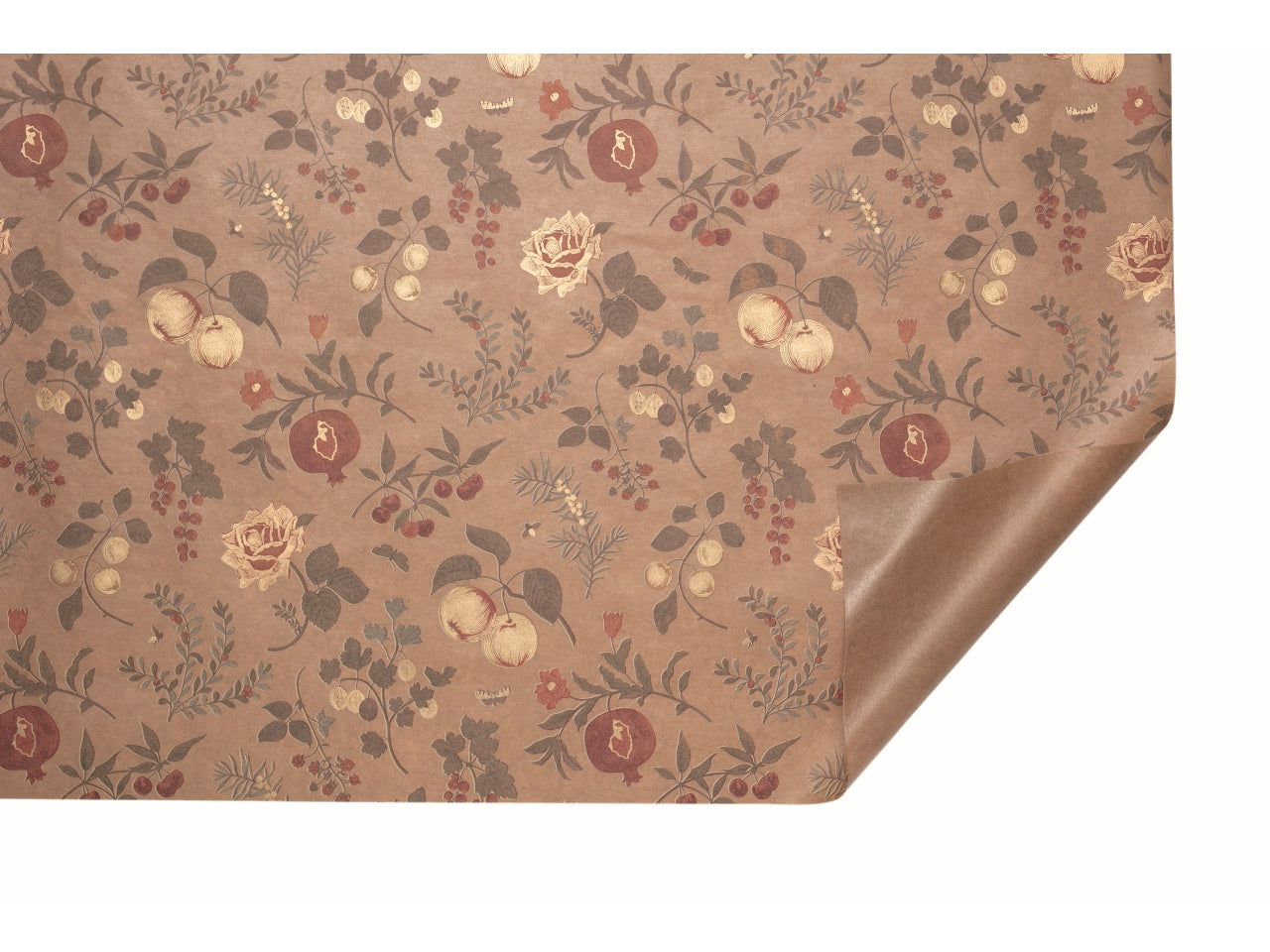 Rotolo carta da regalo floreale kraft e dorata waterproof 0,80x25m - Piennepi