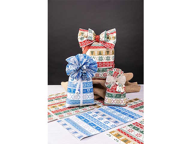 Xmas knit buste perlate 25x40cm rosso/oro - confezione da 50 buste