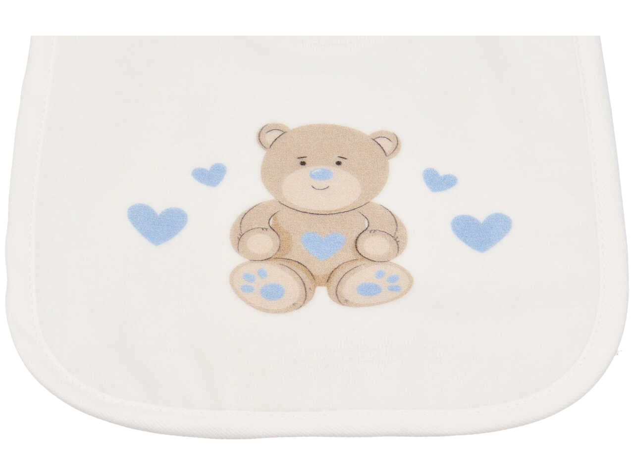 Bavetta per bambino azzurro in cotone e poliestere in velluto e orsetto stampato 20x24 cm - La chiocciolina