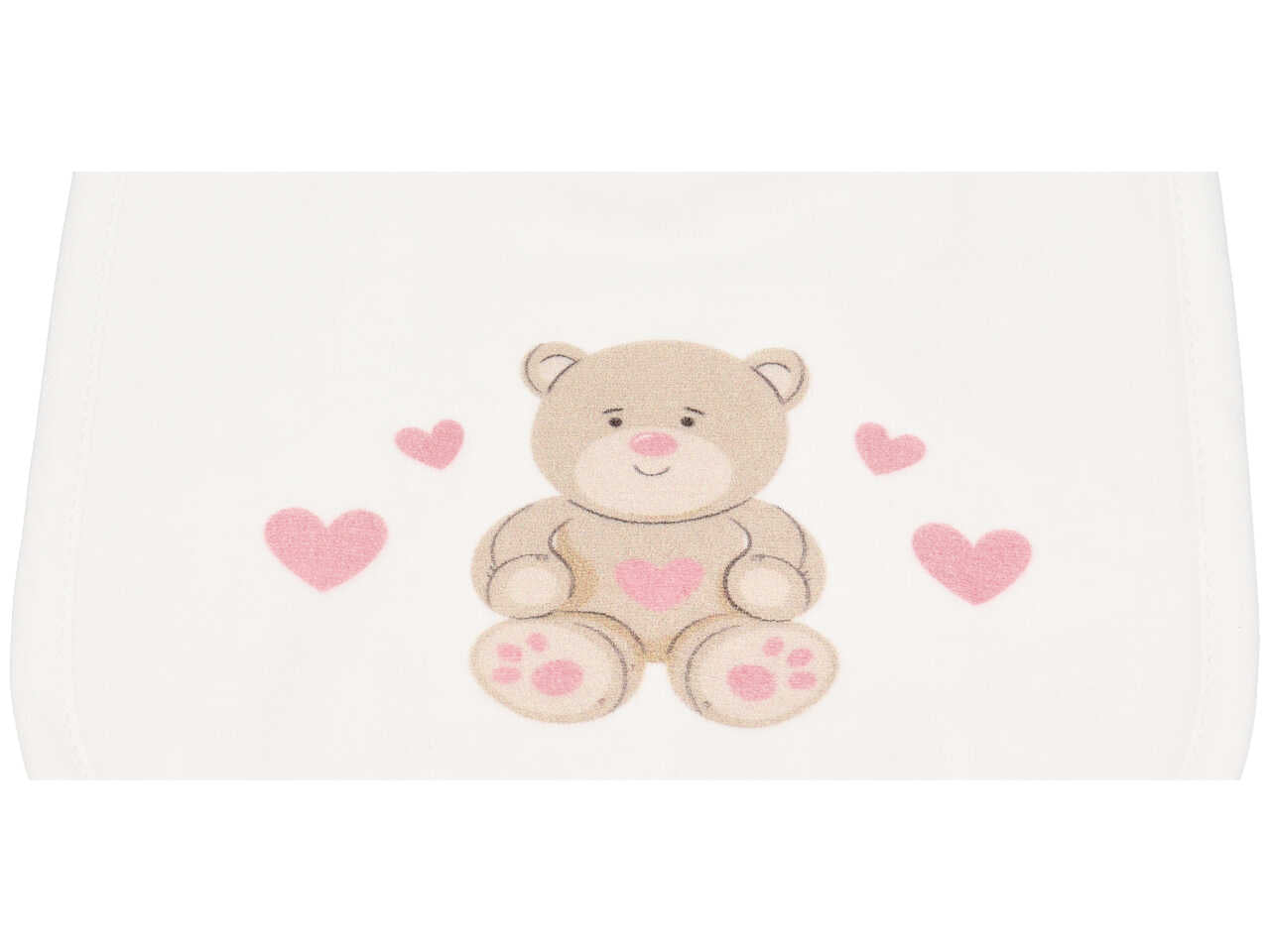 Bavetta per bambina rosa in cotone e poliestere in velluto e orsetto stampato 20x24 cm - La chiocciolina