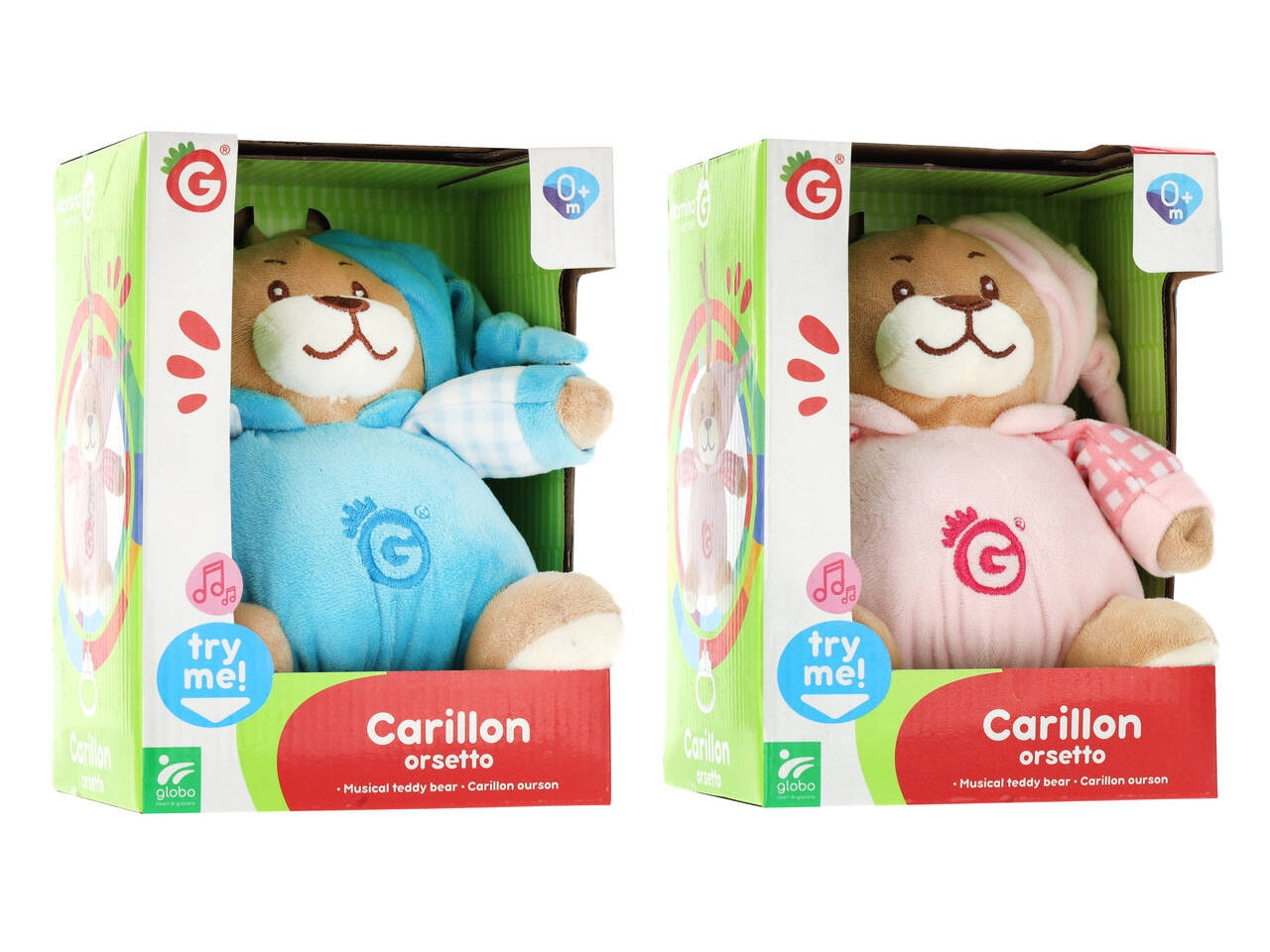 Orsetto carillon 18,5cm in 2 colori try-me