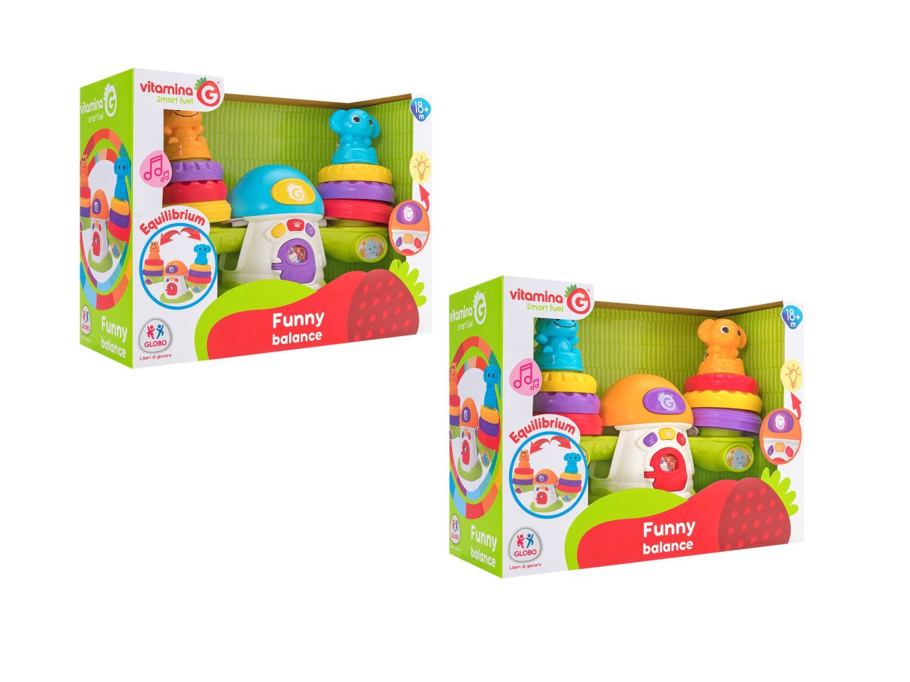 Gioco funghetto equilibrio con funzionamento a batteria con anelli ed animali  in 2 colorazioni