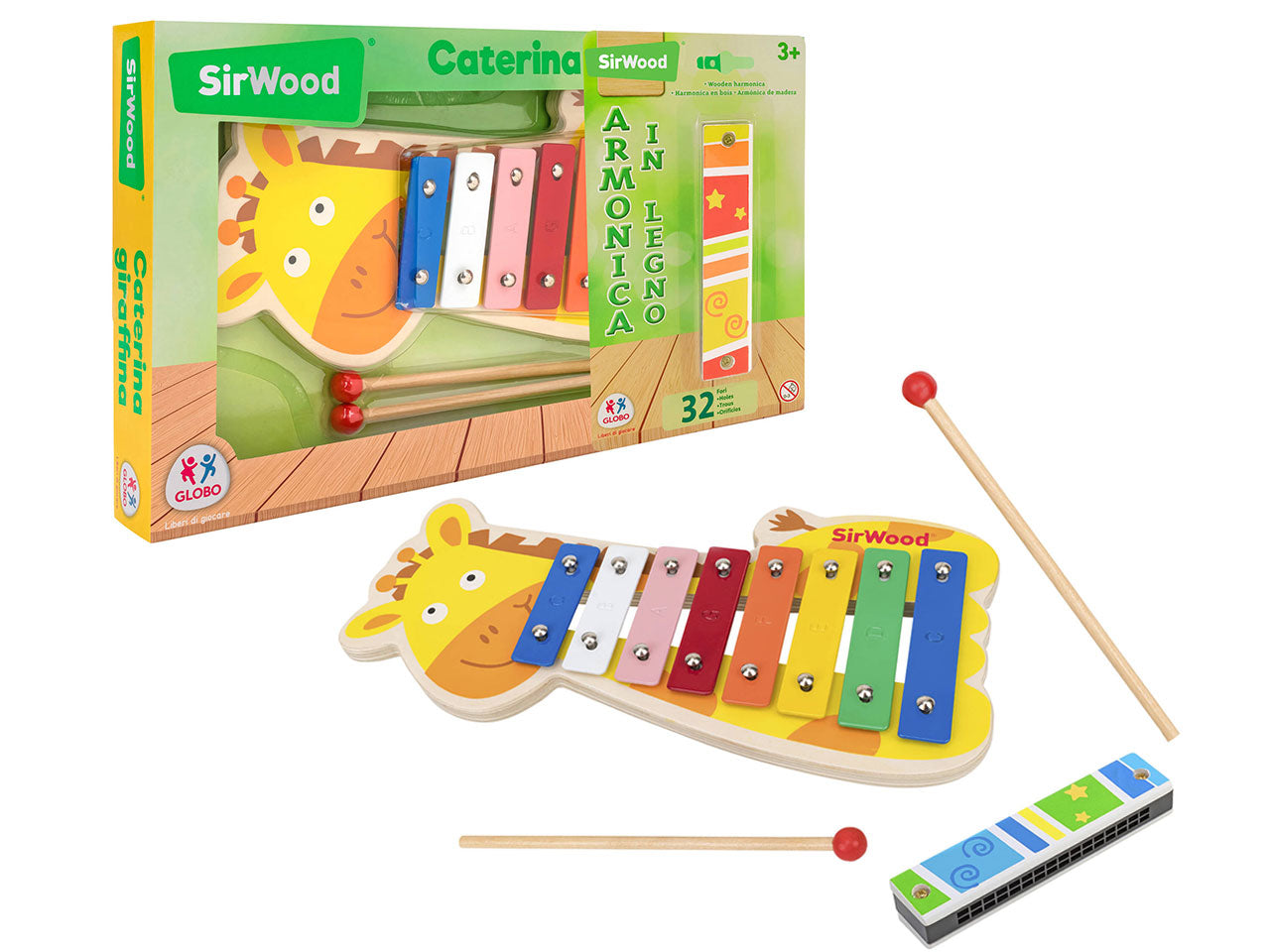 Sirwood caterina giraffina armonica in legno con 2 bacchette