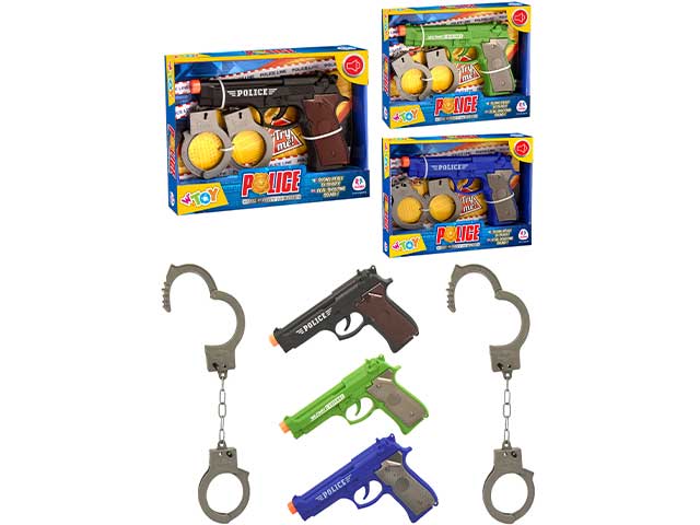 W toy pistola c/suoni+manette 39710