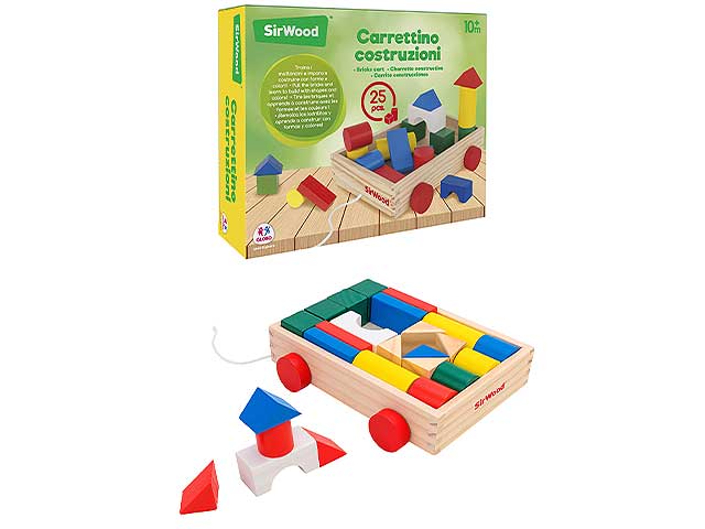 Carretto trainabile legno 25 pezzi 40598
