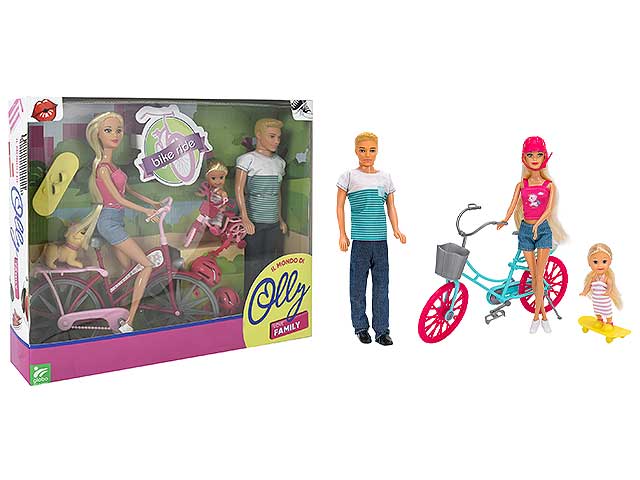 Fashion doll famiglia olly 3 pezzi c/bici 40845