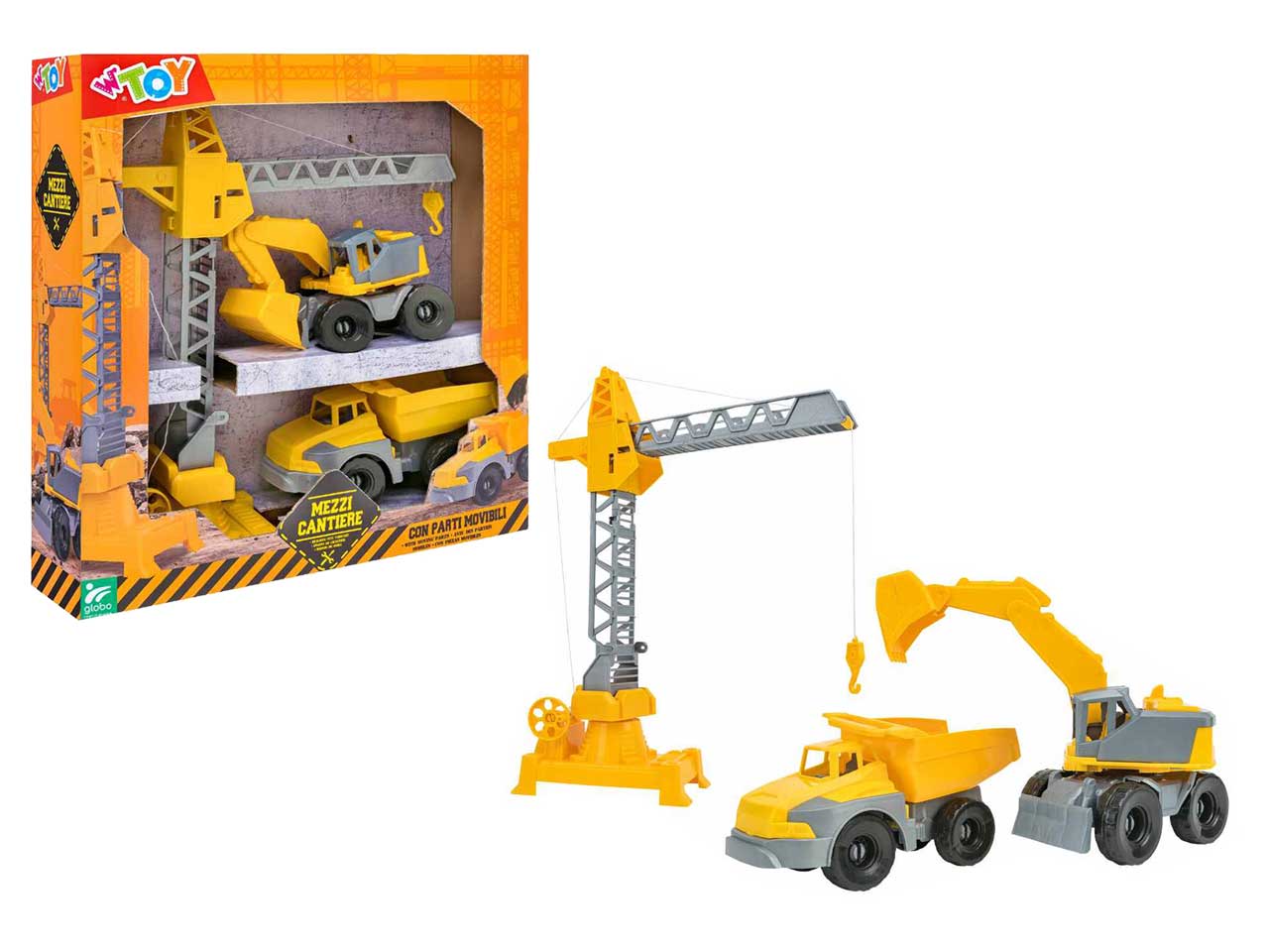 Set gru con escavatore e camion
