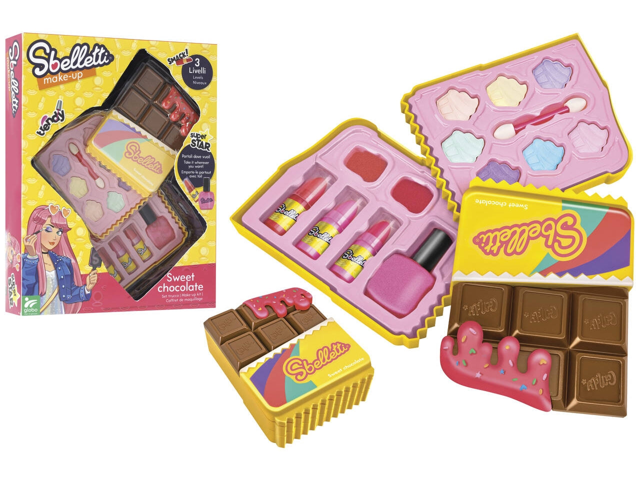 Sbelletti cofanetto trucchi cioccolato 2 livelli