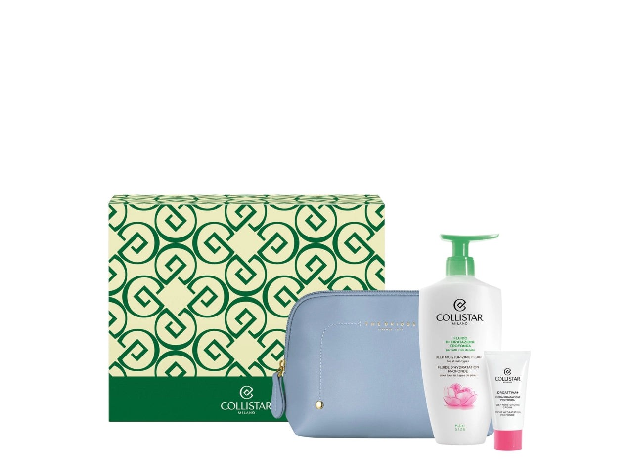 Cofanetto Collistar con Travel bag, Fluido di Idratazione Profonda 400 ml, Idroattiva+ Crema Idratazione Profonda 25 ml e campione Gocce Magiche Glow