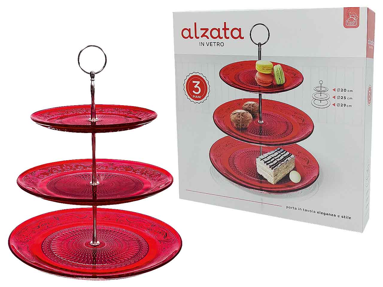 Alzata 3 livelli rosso