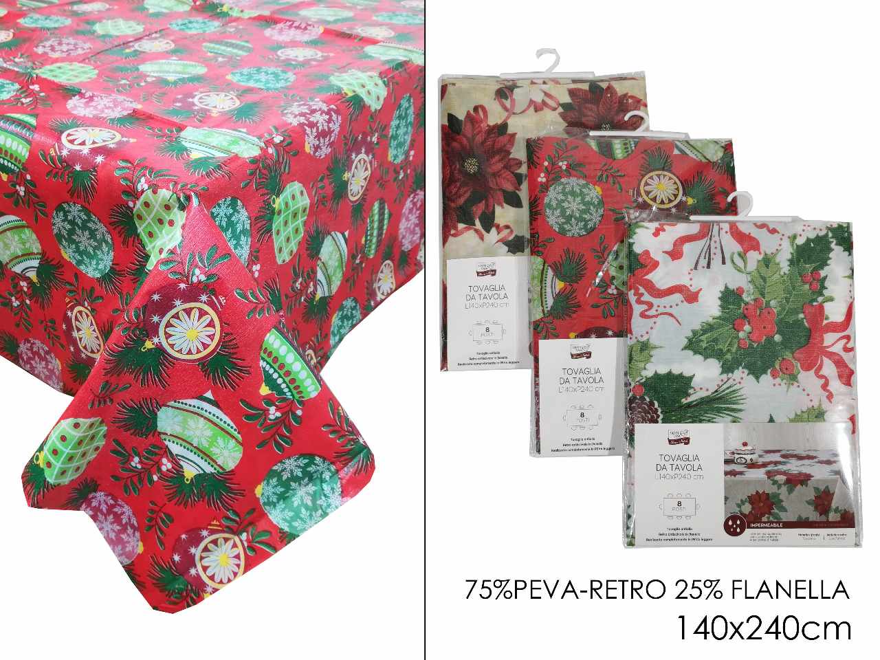 Tovaglia natalizia 140x240cm in 3 assortimenti