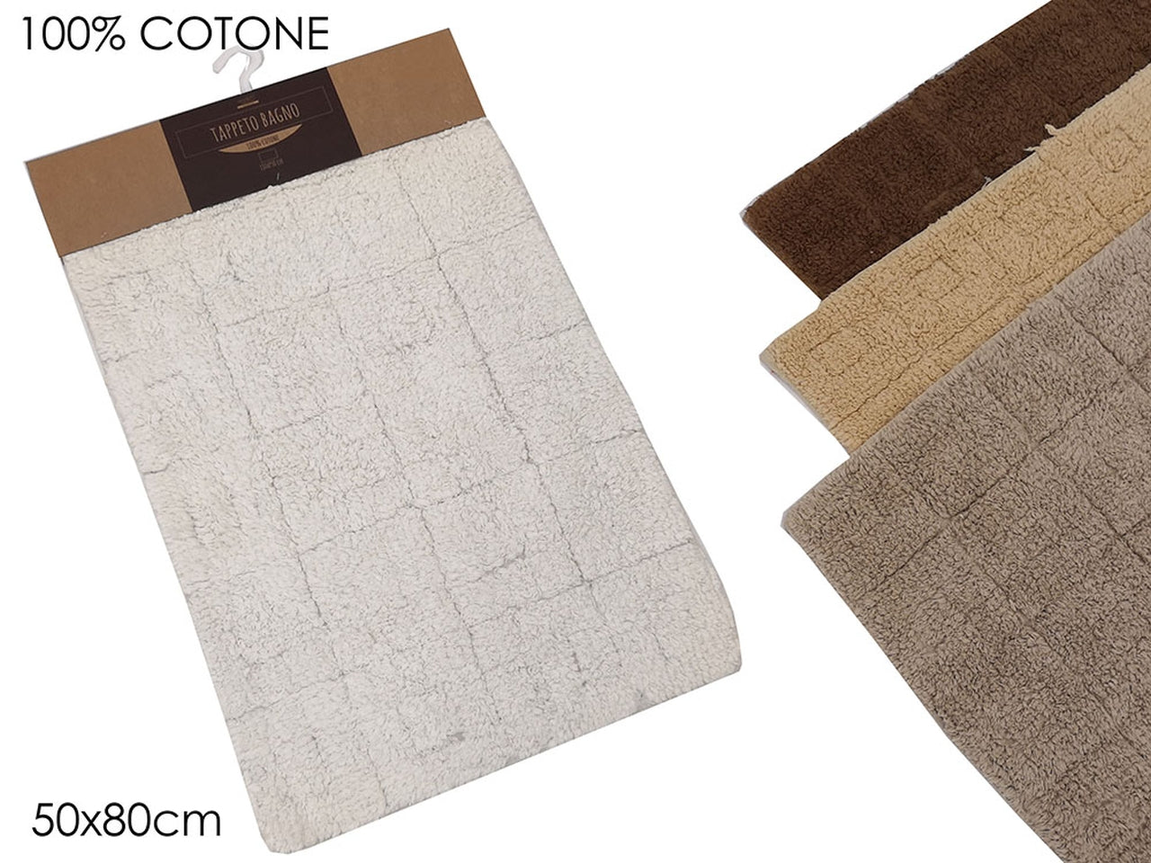 Tappeto da bagno 100% cotone 50x80cm - disponibile in 4 colori
