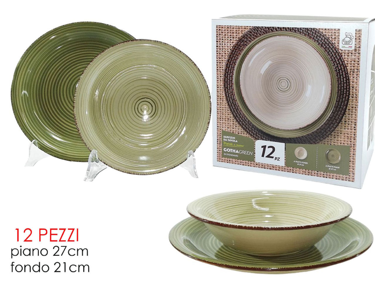 Servizio piatti da 12 pezzi linea gotha green