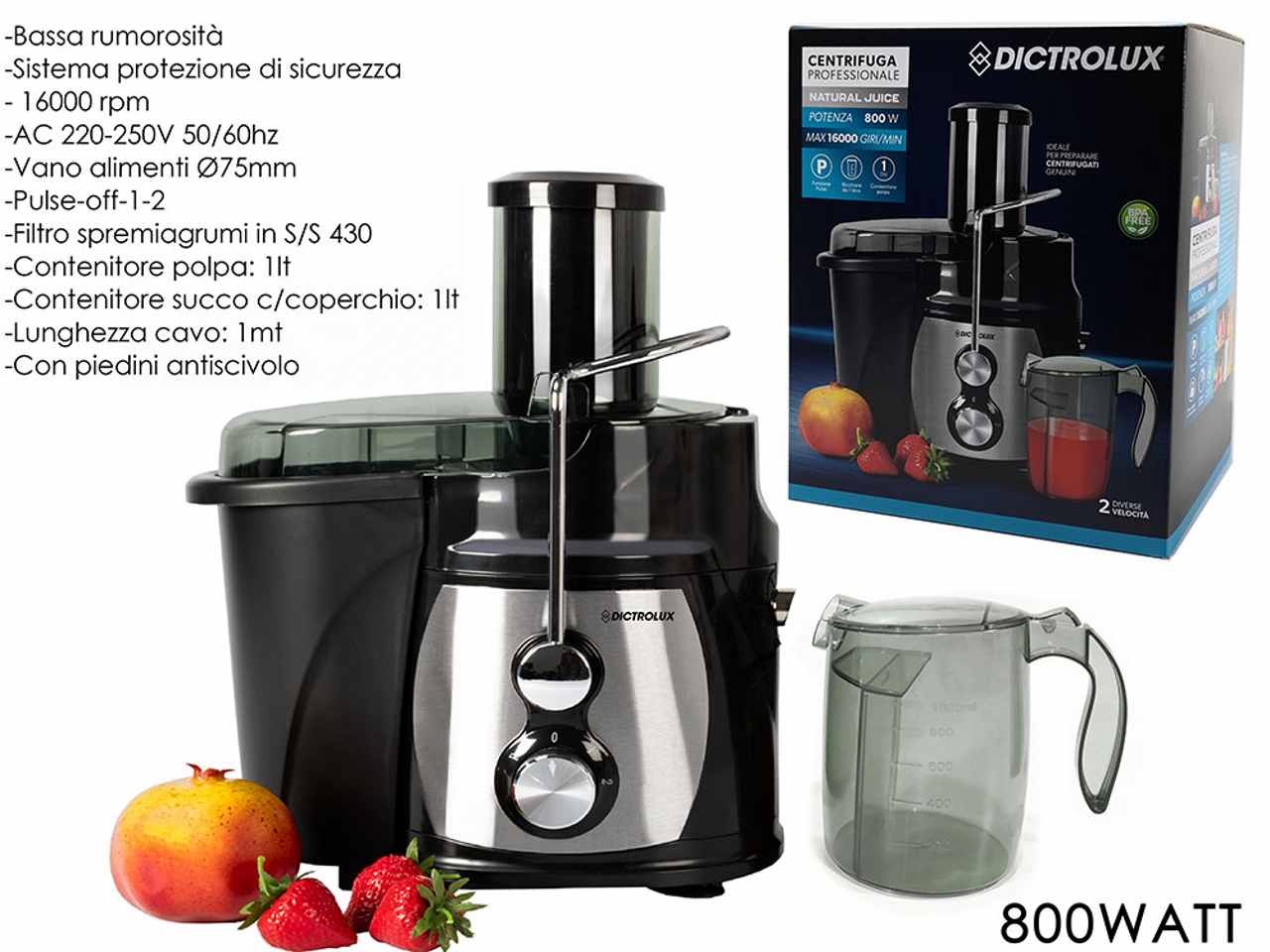Centrifuga professionale natural juice 800w