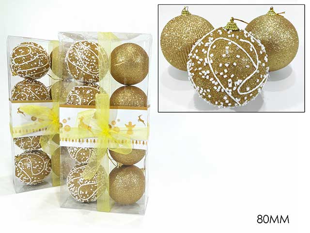 Sfera 80mm 8 pezzi oro glitt.498239