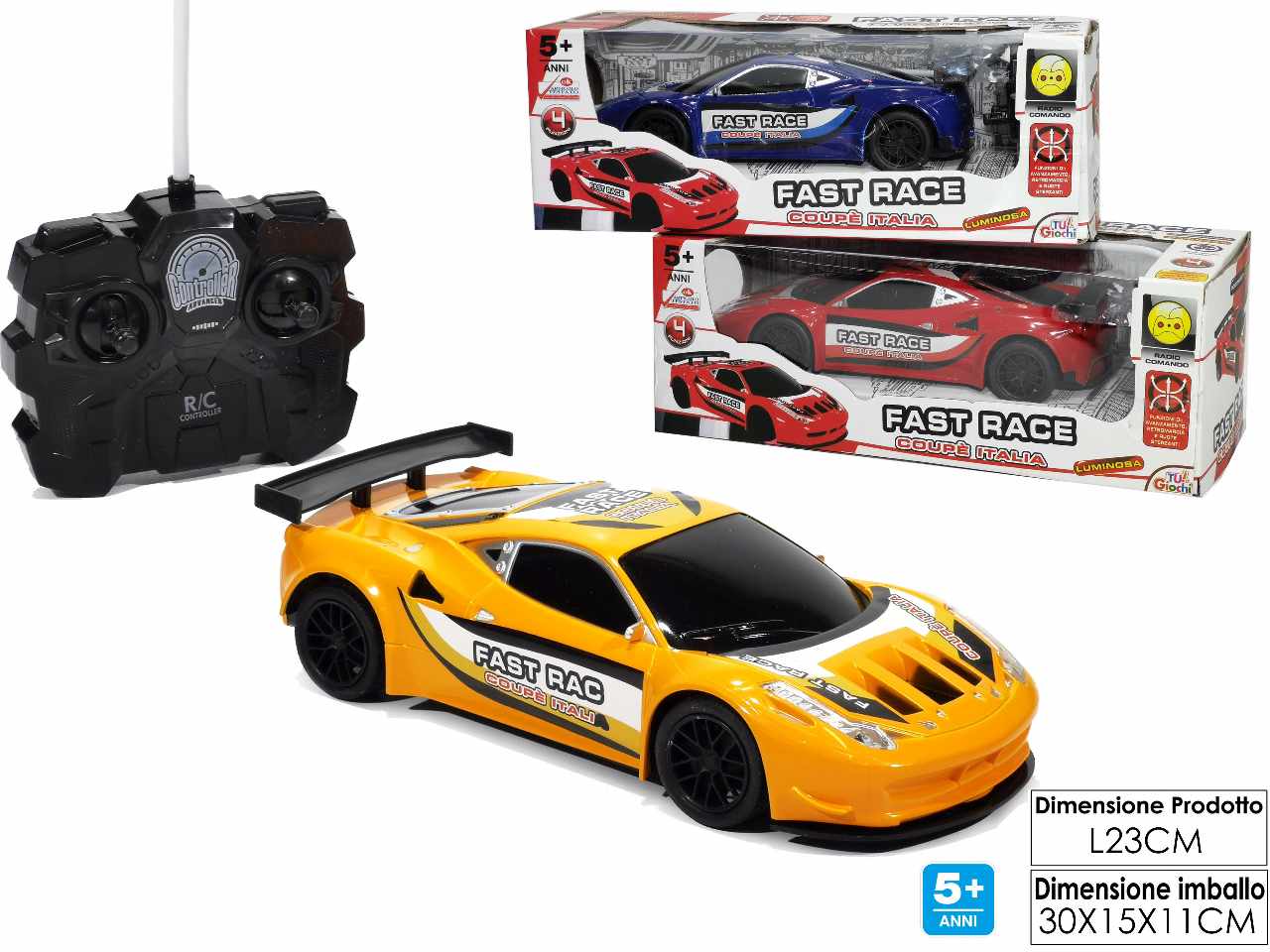 Auto fast race con radiocomando e 4 funzioni con luci e suoni