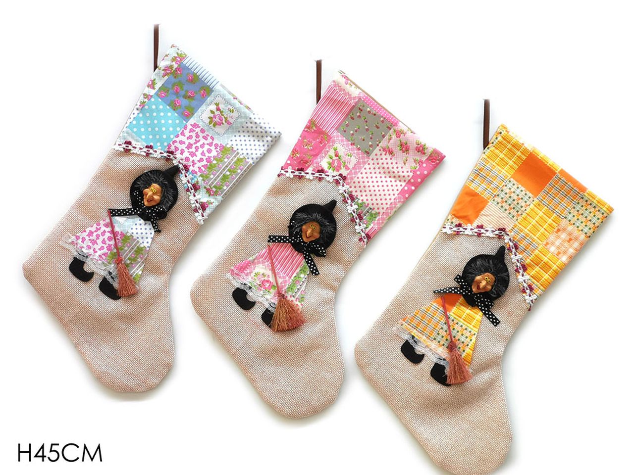 Calza con befana misura 45cm in 3 assortimenti