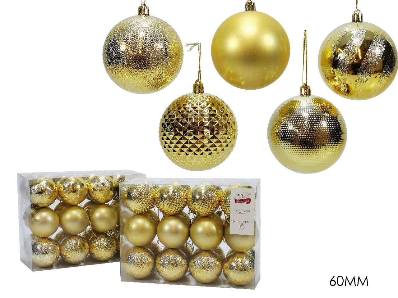 Sfera 6cm 24 pezzi oro 490140