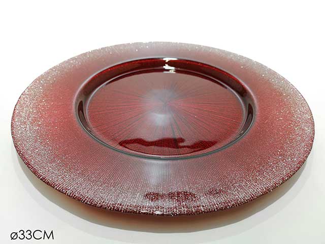 Sottopiatto diametro 33cm rosso glitter