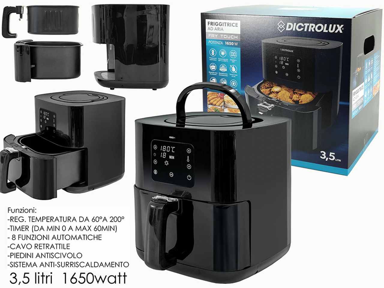 Friggitrice ad aria frytouch 3.5lt 1650w
