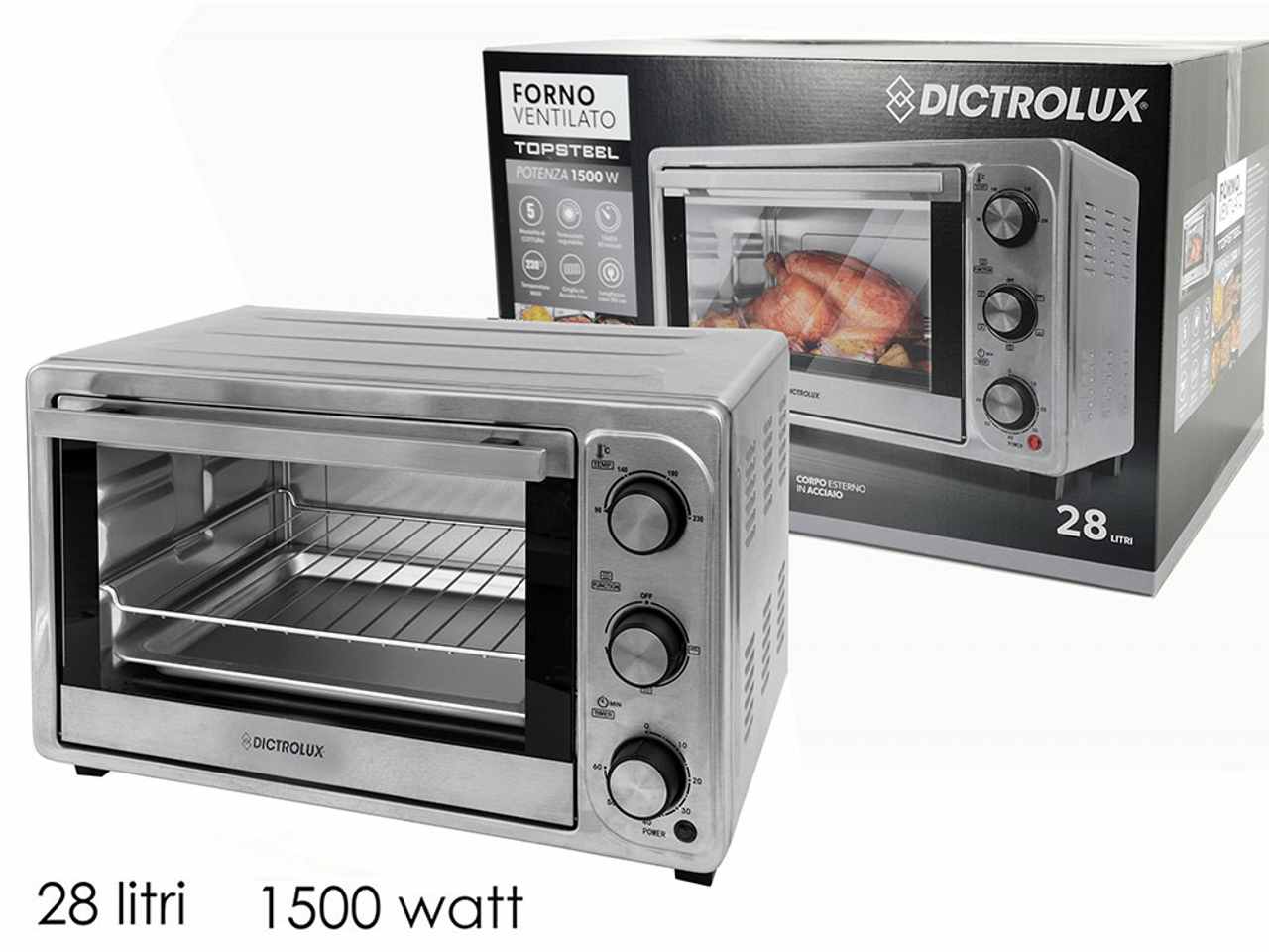 Forno topsteel 28lt 1500w ventilato