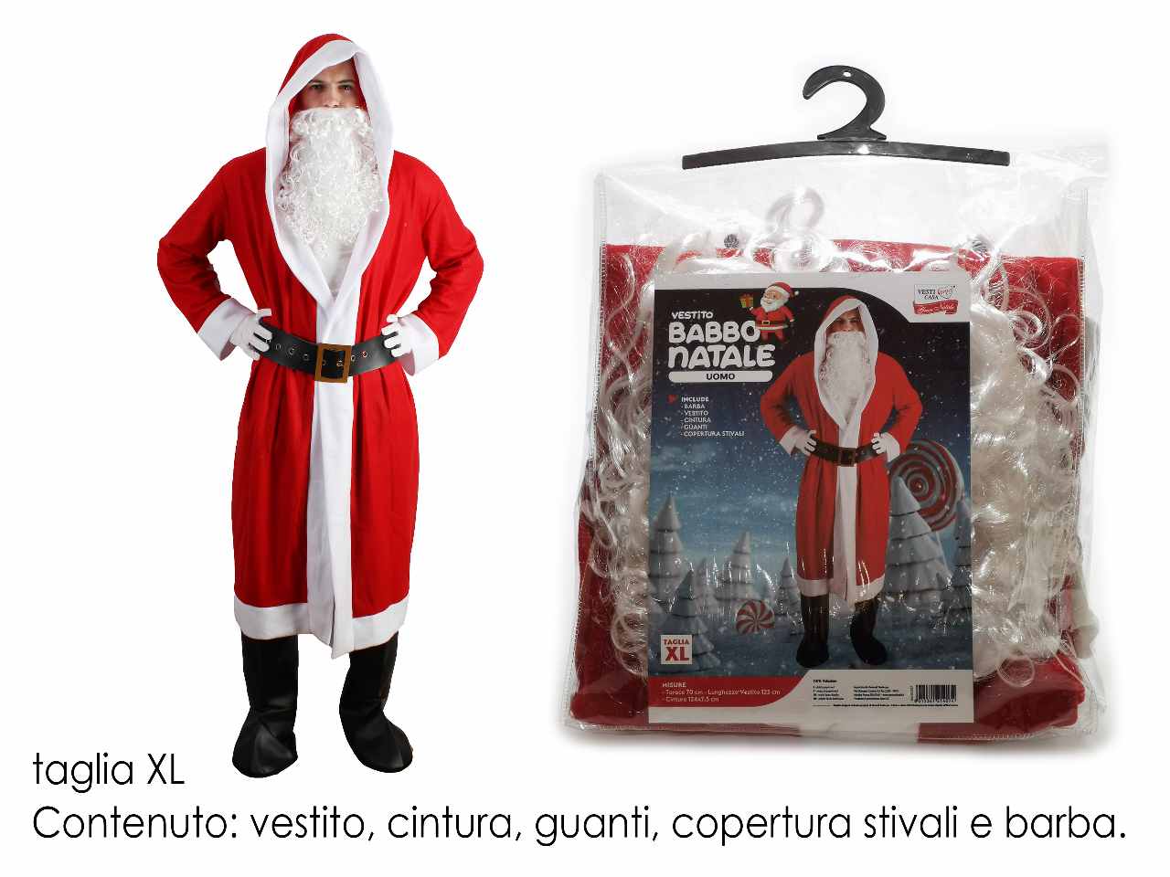 Vestito da babbo natale per uomo taglia xl