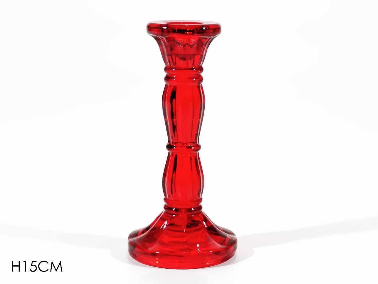 Portacandela natalizio h.15cm rosso