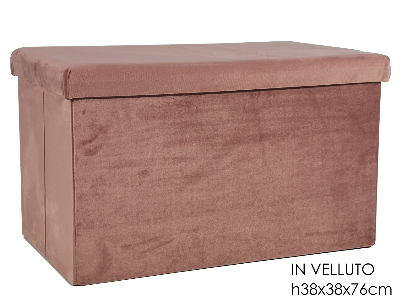 Pouf contenitore richiudibile in velluto rosa antico moderno 76x38 cm - Vestiamo Casa