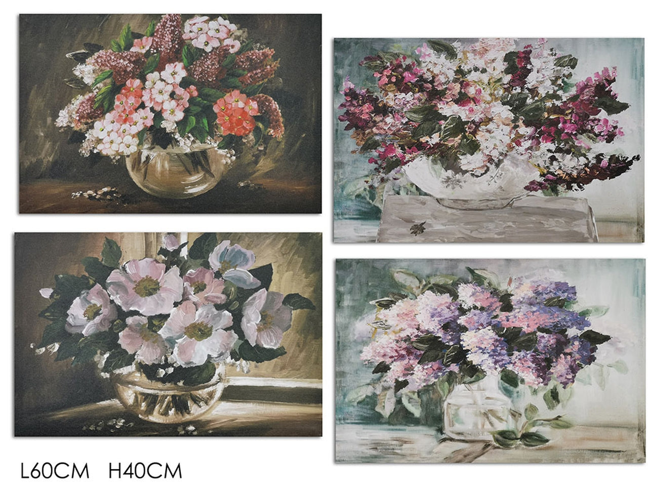 Quadro decoro fiori 60x40cm - disponibile in 4 decori