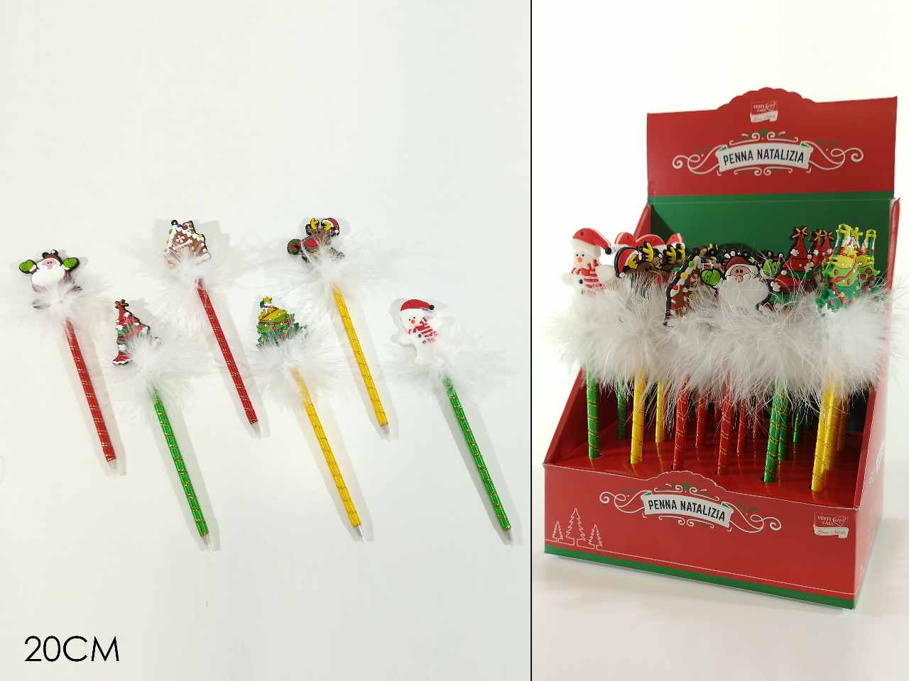 Penna con soggetti natalizi in 6 assortimenti