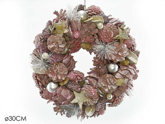Ghirlanda con stelle rosa 30cm 370255