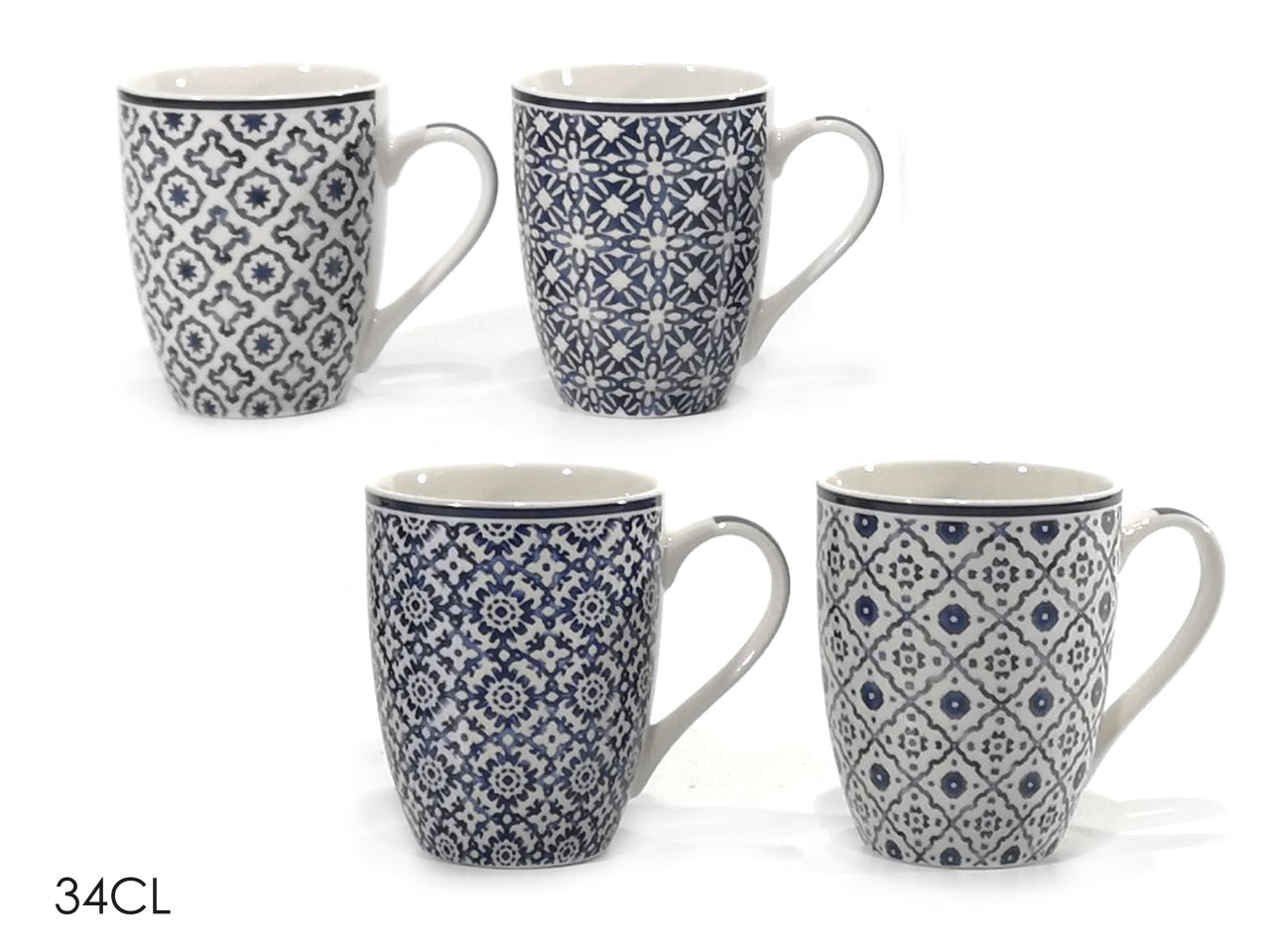 Tazzone 34cl in porcellana blu 4 assortimenti