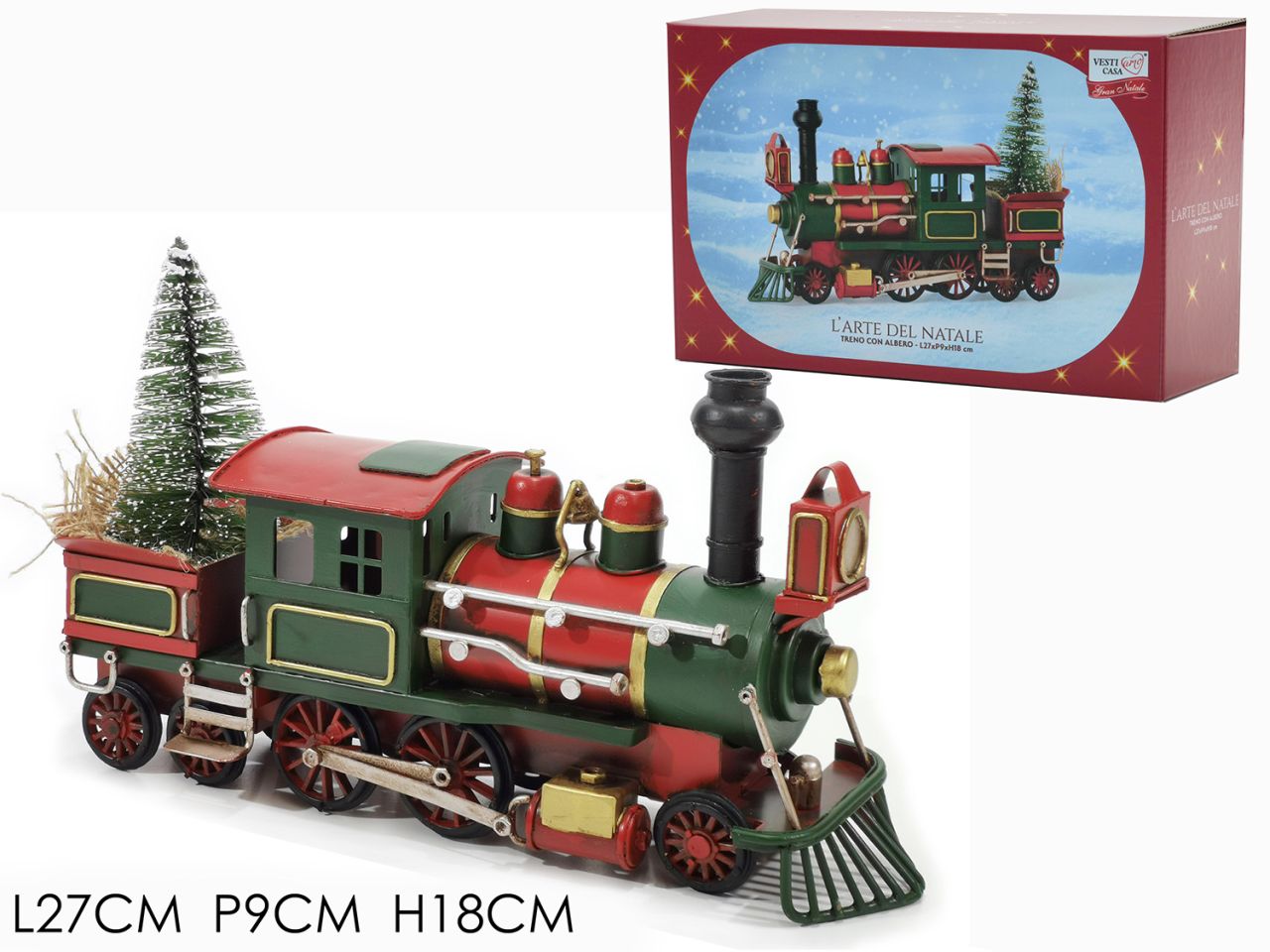 Treno con albero di natale misura h.18cm