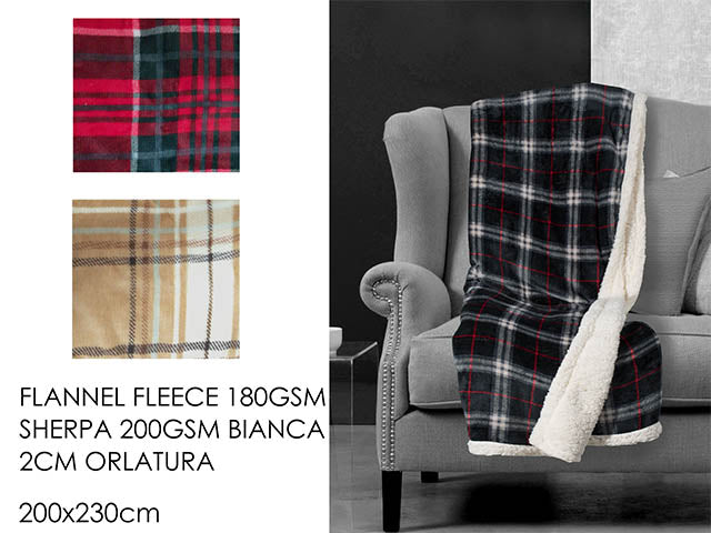 Coperta scozzese agnellata 200x230cm 595096