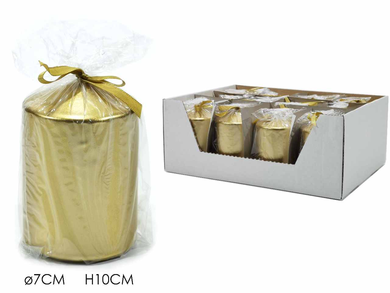 Candela moccolo diametro 7xh10cm oro
