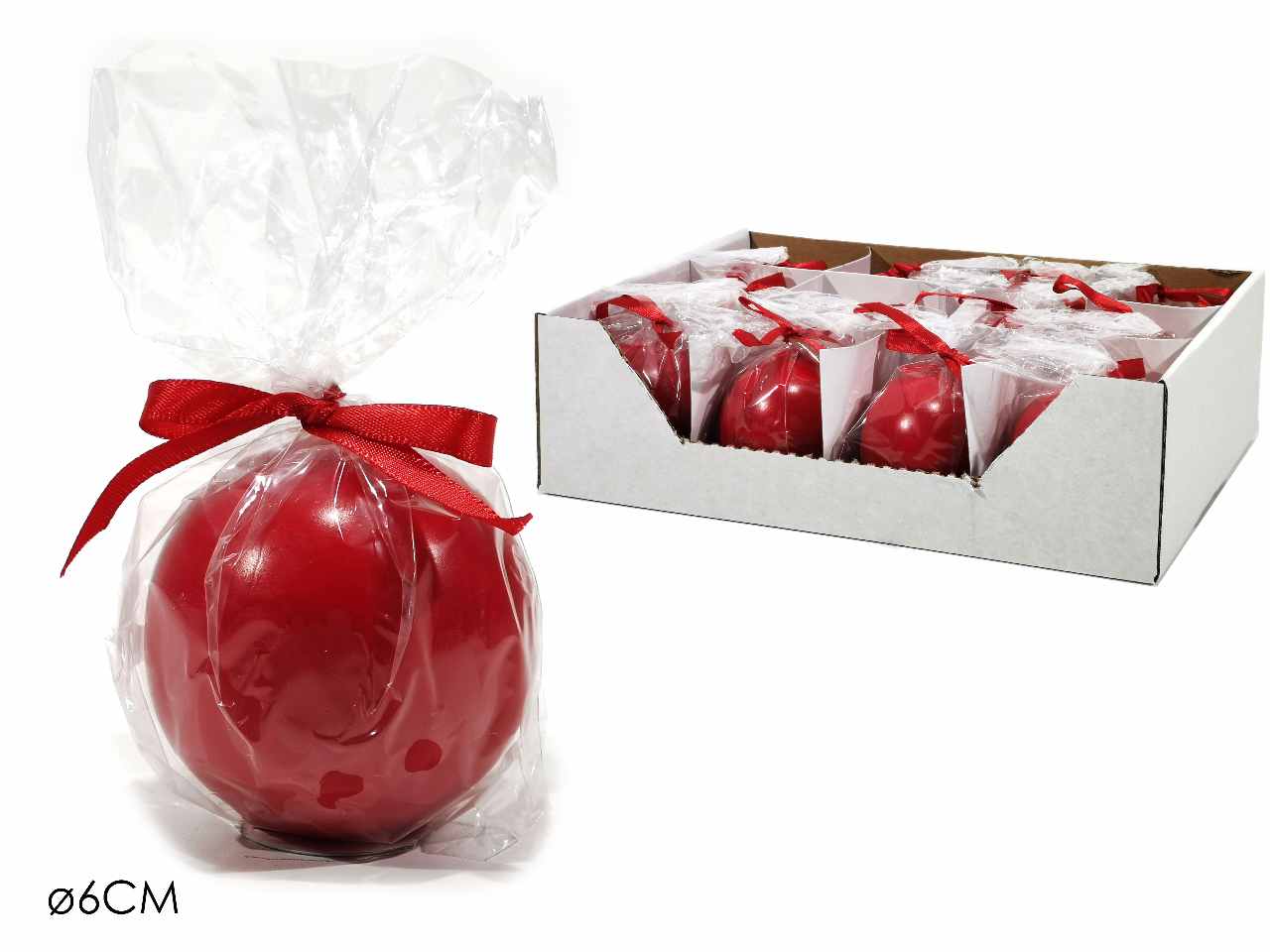 Candela sfera diametro 6cm rosso