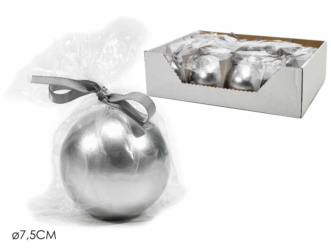 Candela palla diametro 7.5cm silver