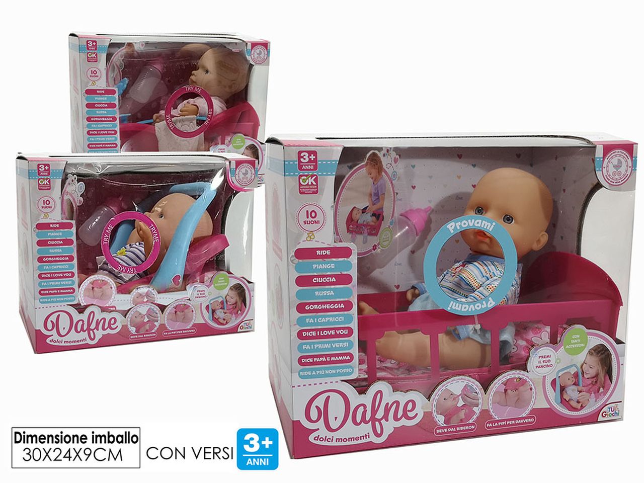 Bambolotto dafne try-me disponibile in 3 assortimenti