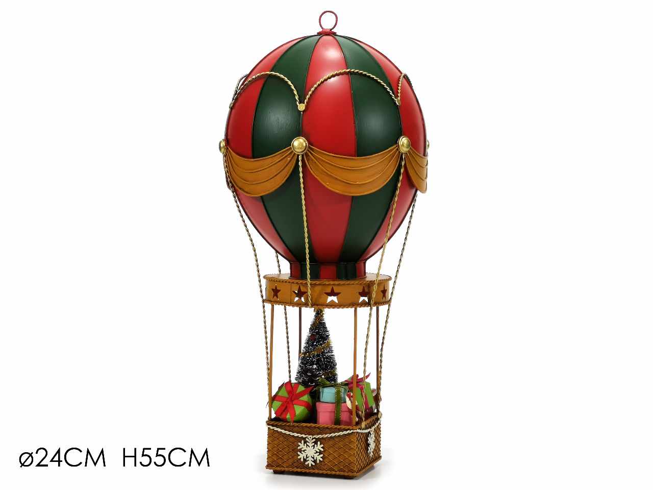 Pendente mongolfiera con decorazione natalizia h.55cm