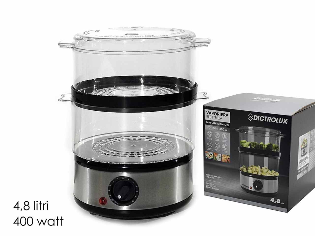 Vaporiera con accessori linea natur genius 4.8lt 400w